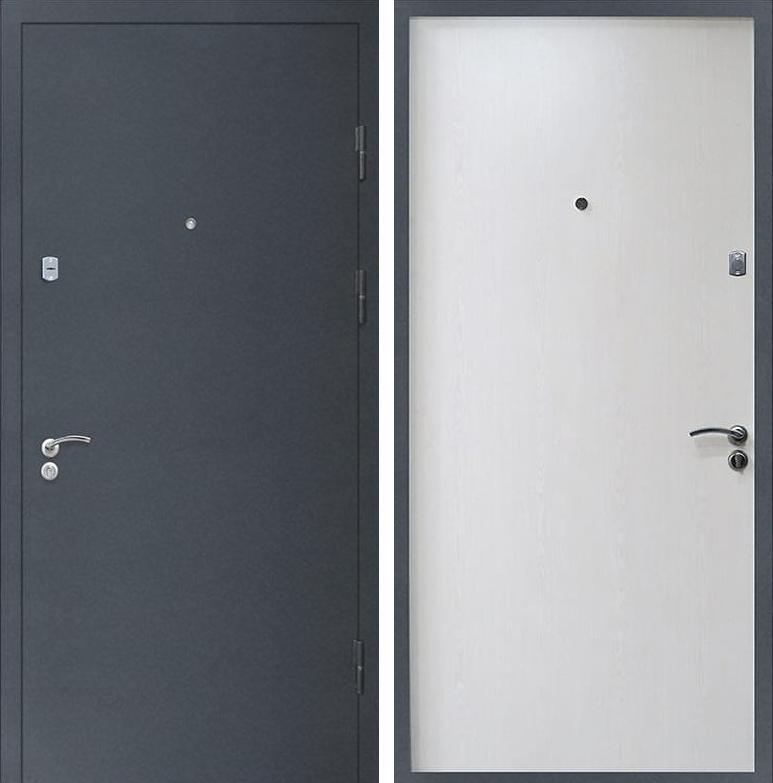 Металлическая базовая удешевлённая дверь ЛД-172 в квартиру порошок + МДФ