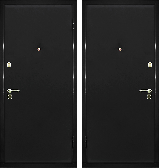 Простая металлическая дверь в квартиру ЛД-146 эконом экокожа двойная чёрная